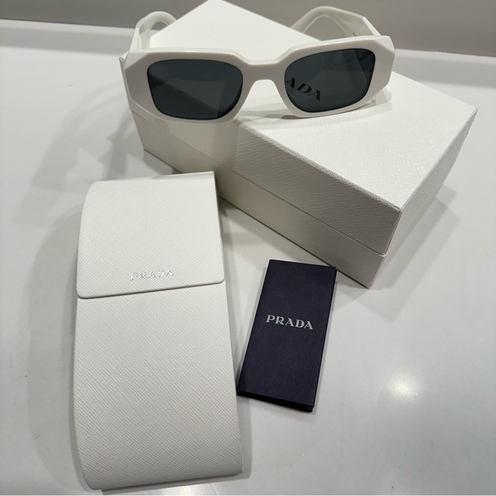 PRADA Authentic Symbole Triangle Logo Sunglasses- White